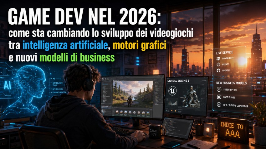 Game Dev nel 2026: come sta cambiando lo sviluppo dei videogiochi tra intelligenza artificiale, motori grafici e nuovi modelli di business